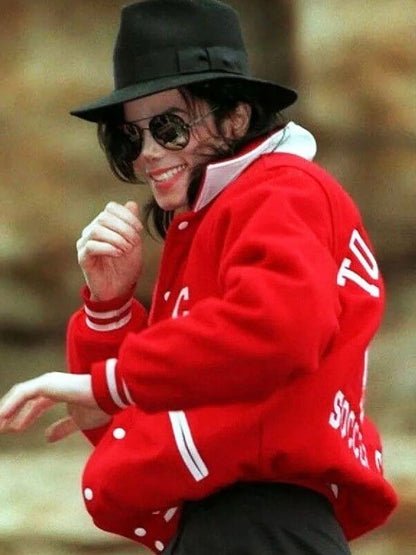 Michael Jackson London Spotting Red Bomber Jacket