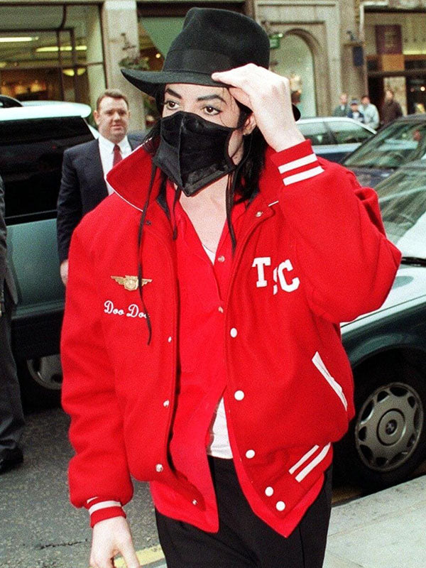 Michael Jackson London Spotting Red Bomber Jacket