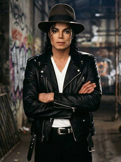 Michal Jackson King Of Pop Black Biker Leather Jacket