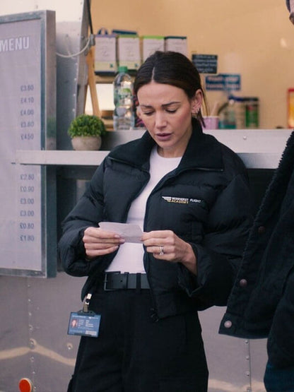 Michelle Keegan Fool Me Once 2024 Black Puffer Jacket