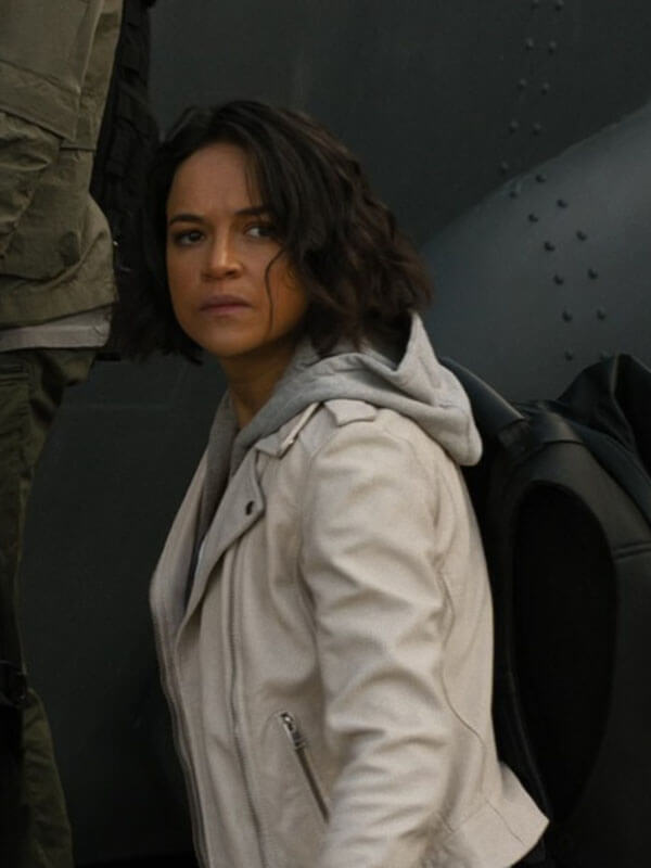 Michelle Rodriguez Fast & Furious 9 White Biker Jacket