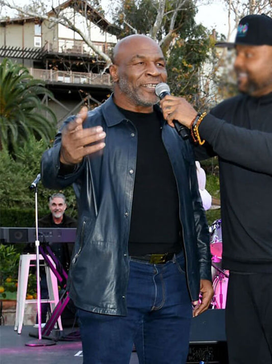 Mike Tyson Blue Leather Jacket