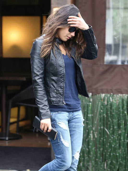 Mila Kunis Black Leather Jacket