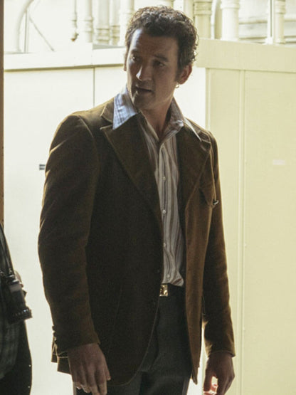 Miles Teller The Offer 2022 Brown Wool Blazer