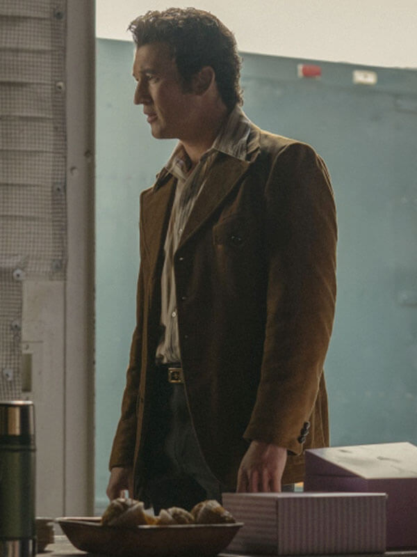 Miles Teller The Offer 2022 Brown Wool Blazer