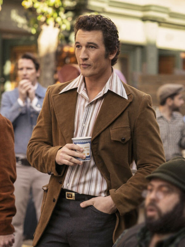 Miles Teller The Offer 2022 Brown Wool Blazer