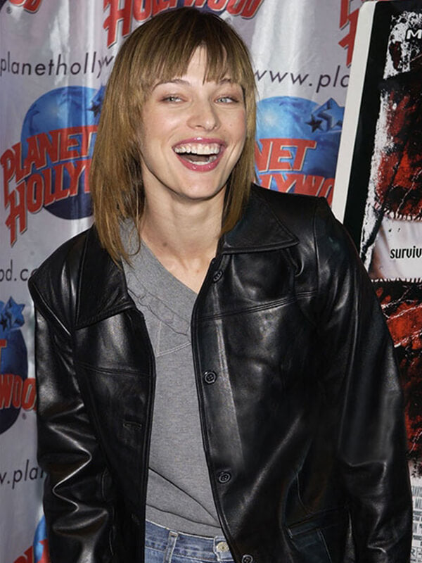 Milla Jovovich Black Leather Jacket