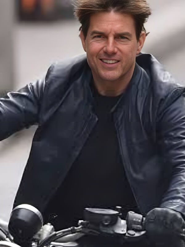 Mission Impossible Dead Reckoning 2023 Tom Cruise Black Leather Jacket
