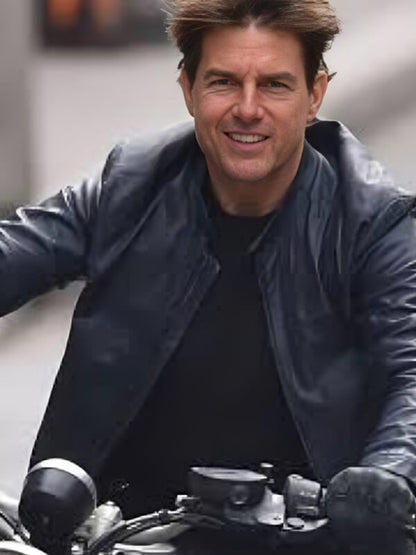 Mission Impossible Dead Reckoning 2023 Tom Cruise Black Leather Jacket