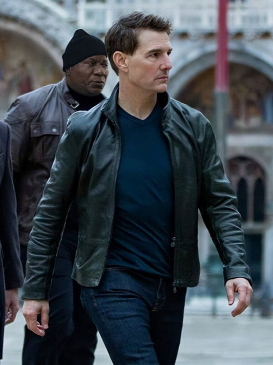 Mission Impossible Dead Reckoning 2023 Tom Cruise Black Leather Jacket