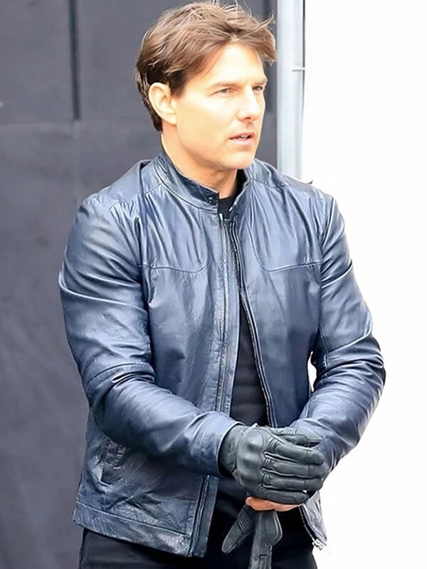  Mission Impossible Fallout 2018 Tom Cruise Blue Leather Jacket