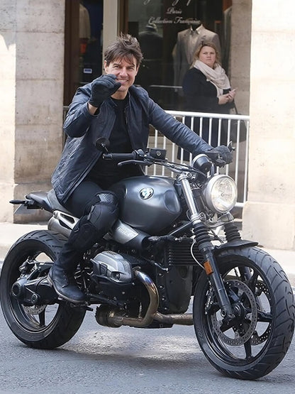  Mission Impossible Fallout 2018 Tom Cruise Blue Leather Jacket