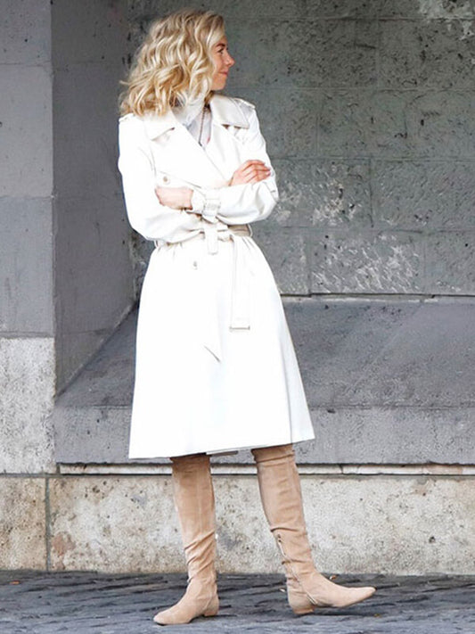 Mission Impossible Fallout 2018 Vanessa Kirby White Leather LOng Coat