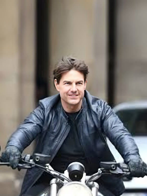 Mission Impossible Ghost Protocol 2011 Tom Cruise Black Leather Jacket 