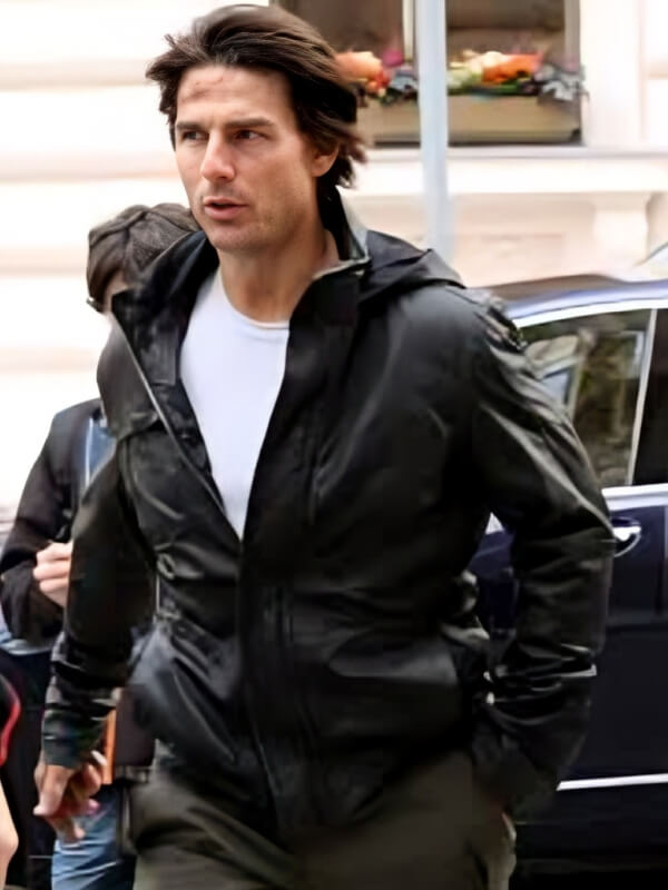 Mission Impossible Ghost Protocol 2011 Tom Cruise Black Leather Jacket 