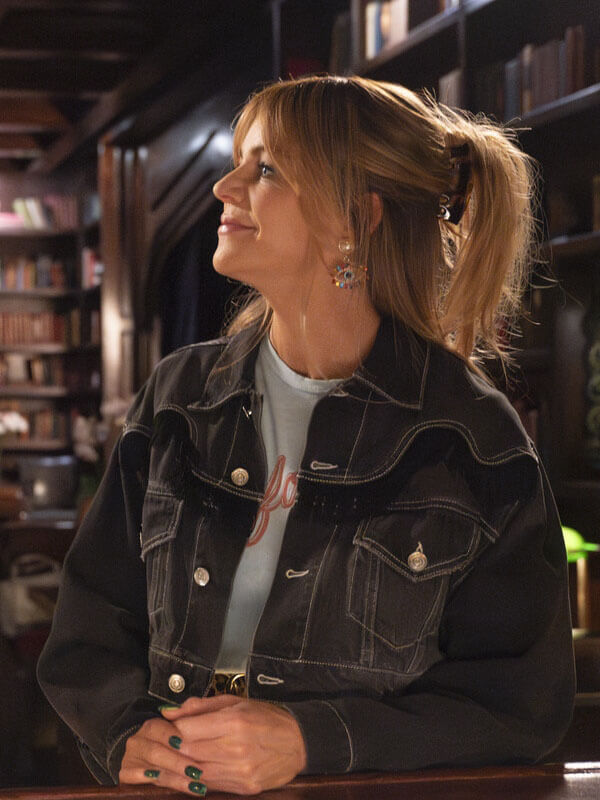 Morgan Gillory High Potential Black Denim Crop Jacket.