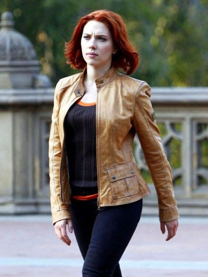 Natasha Romanoff The Avengers Brown Leather Jacket