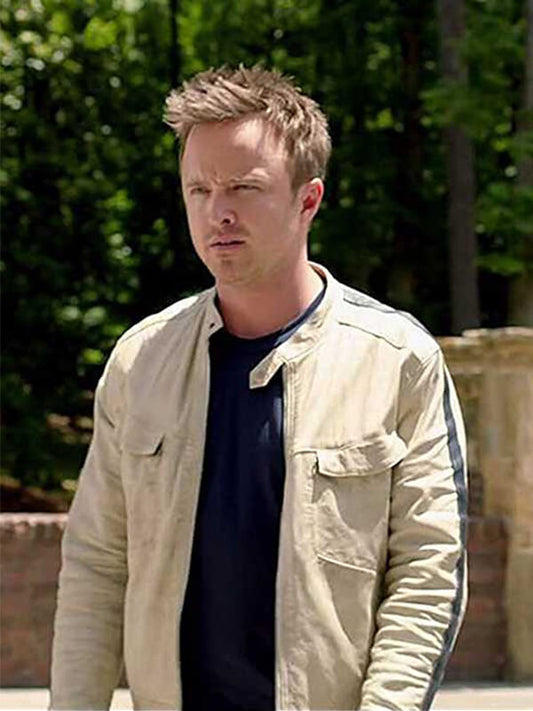 Need For Speed Aaron Paul White Leather Jacket