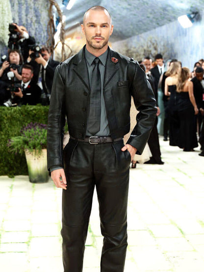 Nicholas Hoult Met Gala 2026 Black Leather Jacket