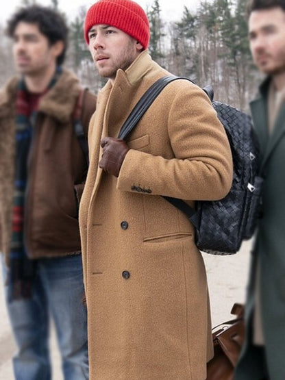 Nick Jonas A Very Jonas Christmas Movie Brown Wool Coat