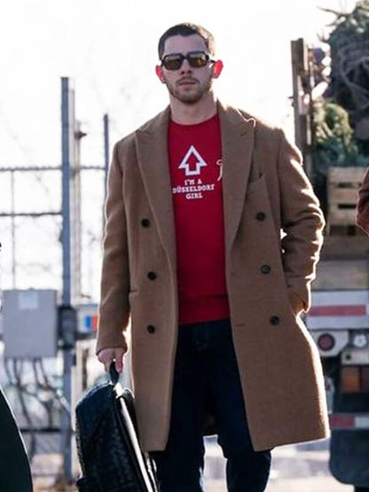 Nick Jonas A Very Jonas Christmas Movie Brown Wool Coat