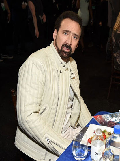 Nicolas Cage White Leather Jacket