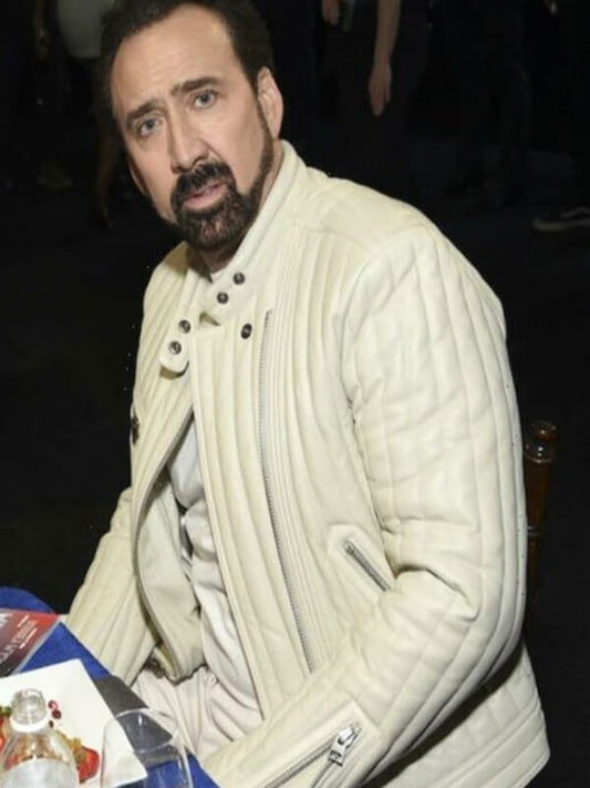 Nicolas Cage White Leather Jacket
