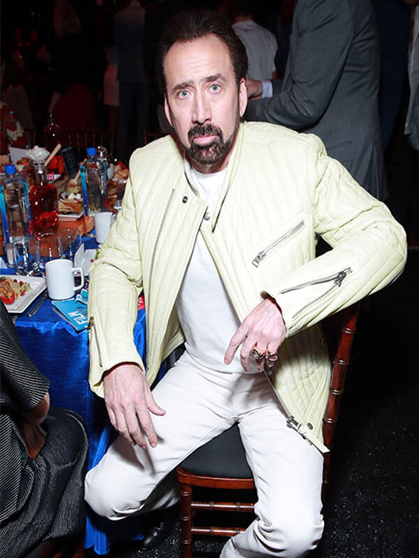 Nicolas Cage White Leather Jacket