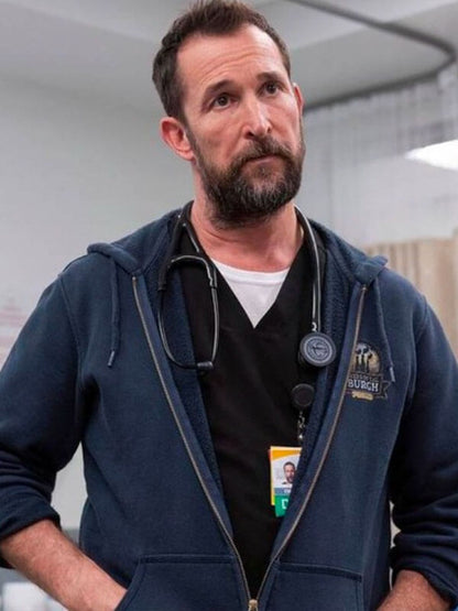Noah Wyle The Pitt Season 01 Bue Fleece Jacket