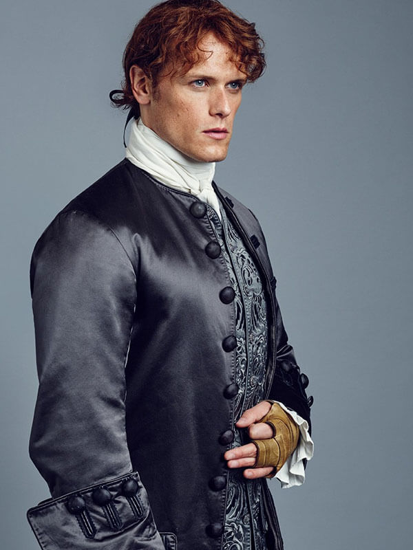 Outlander Jamie Fraser Black Leather Coat.