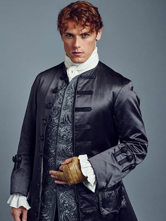 Outlander Jamie Fraser Black Leather Coat.