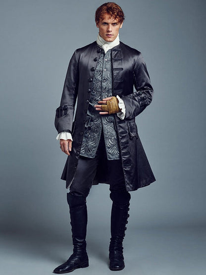 Outlander Jamie Fraser Black Leather Coat.