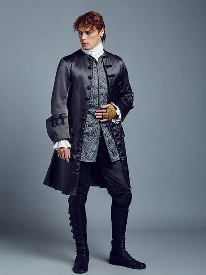 Outlander Jamie Fraser Black Leather Coat.