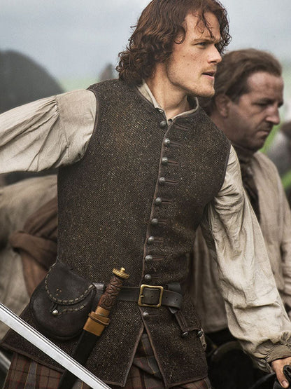 Outlander Jamie Fraser Brown Wool Vest.