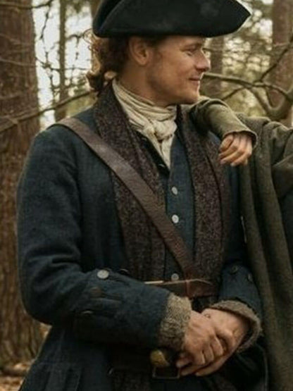 Outlander Jamie Fraser Grey Wool Coat.