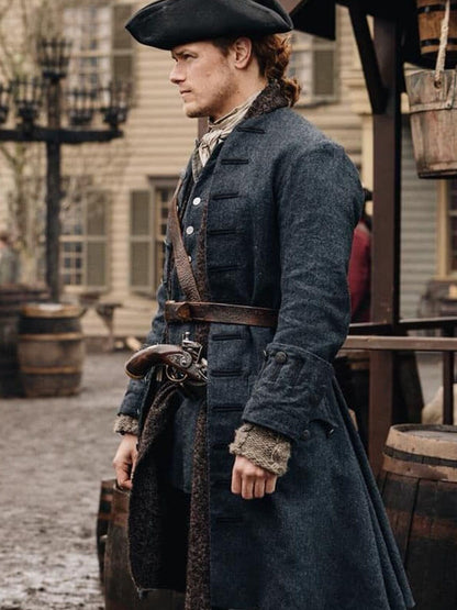 Outlander Jamie Fraser Grey Wool Coat.
