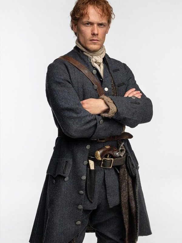 Outlander Jamie Fraser Grey Wool Coat.
