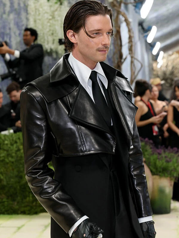 Patrick Schwarzenegger Met Gala 2026 Black Leather Crop Jacket