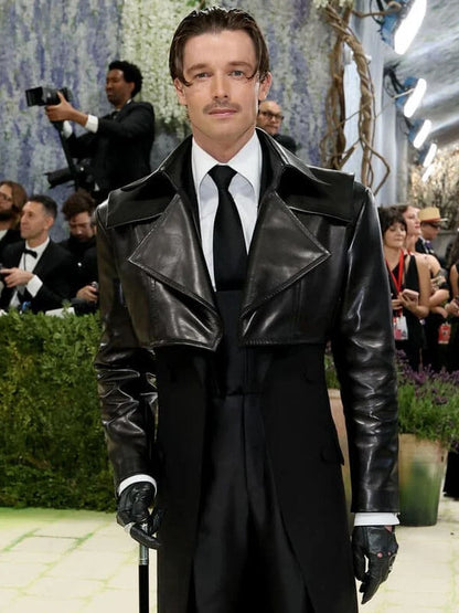 Patrick Schwarzenegger Met Gala 2026 Black Leather Crop Jacket