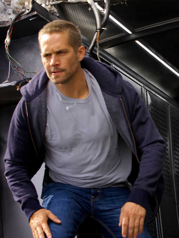 Paul Walker Furious 7 2015 Blue Zipup Hoodie