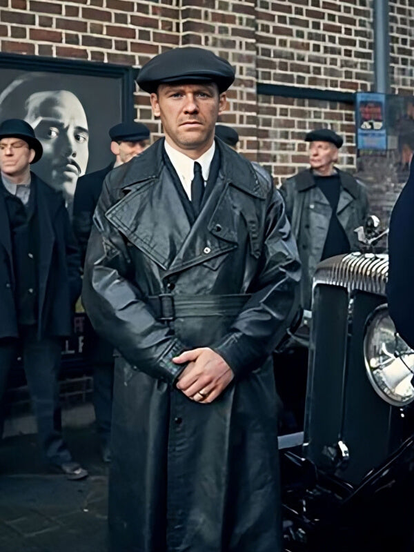 Peaky Blinders Brian Gleeson Black Long Leather Coat