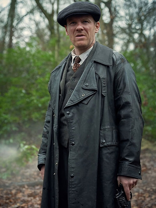 Peaky Blinders Brian Gleeson Black Long Leather Coat
