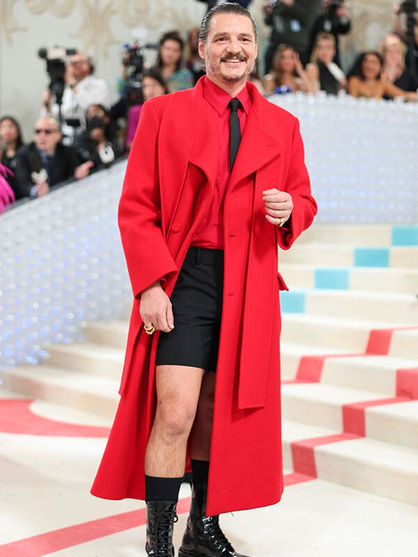 Pedro Pascal Met Gala 2023 Red Wool Coat