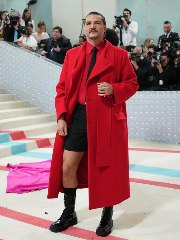 Pedro Pascal Met Gala 2023 Red Wool Coat