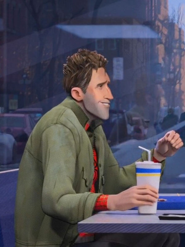Peter Parker Spiderman Into Spiderverse Green Trench Coat