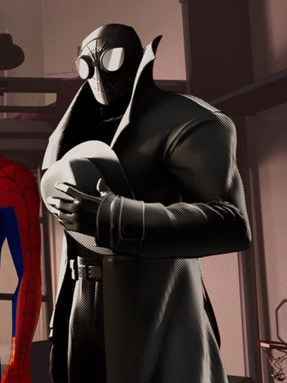 Peter Parker Spiderman Into The Spiderverse Black Long Trench Coat