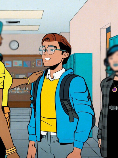 Peter Parker Your Friendly NeighborHood Spiderman Blue Bomber Jacket