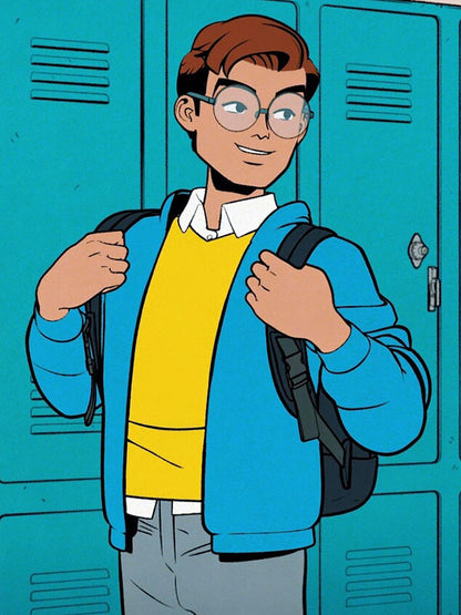 Peter Parker Your Friendly NeighborHood Spiderman Blue Bomber Jacket