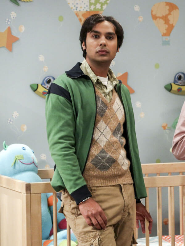 Raj Koothrappali Big Bang Season 10 Green Track Jacket
