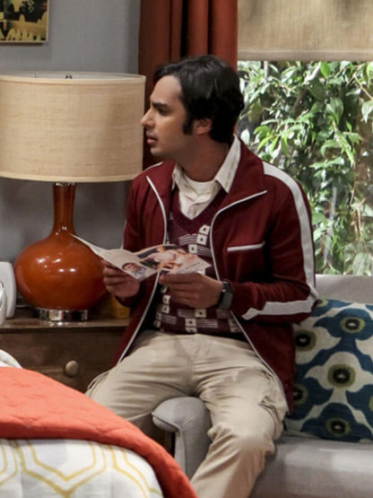 Raj Koothrappali Big Bang Season 12 Maroon Zipup Jacket